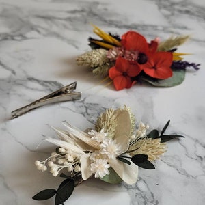 Barrette cheveux, pince à cheveux en fleurs séchées, couleur au choix. Pour cérémonie ou juste pour le plaisir image 4