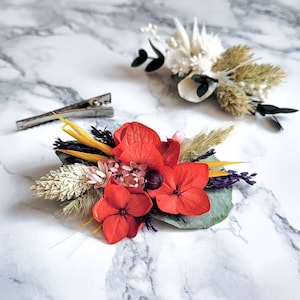 Barrette cheveux, pince à cheveux en fleurs séchées, couleur au choix. Pour cérémonie ou juste pour le plaisir image 3