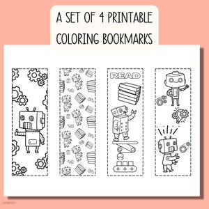 Robot Coloring Printable Bookmarks | Homeschool Bookmarks | Student ...