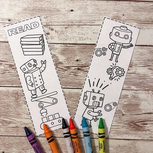 Robot Coloring Printable Bookmarks | Homeschool Bookmarks | Student ...