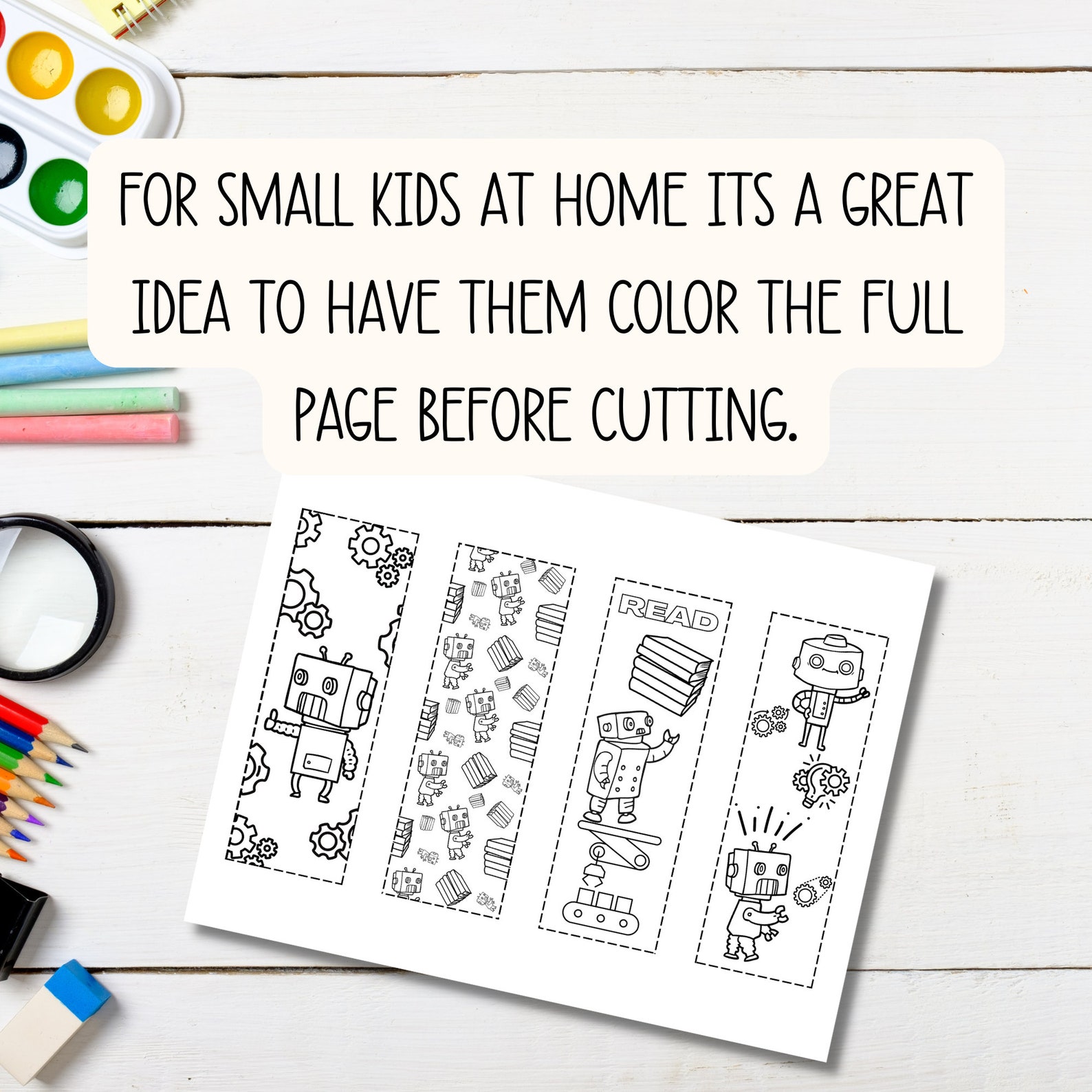 Robot Coloring Printable Bookmarks Homeschool Bookmarks - Etsy