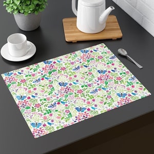 Set of 2 Placemats Floral Woodland Garden Design 18&quot;x14&quot; Cotton Placemat, Table linens Home Decor Table Mat Valentine&#39;s Day