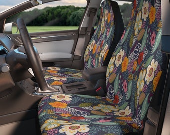 Funda universal para asiento de coche con diseño de flores bohemias, regalo para propietarios de coches, protector de asiento de coche, accesorios para coche, juego de 2 protectores de asiento delantero.