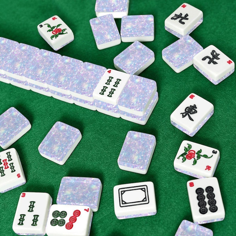 American Mahjong Tile Set, Iridescent Crystal Mahjong Tiles, Sparkle Lavender Mahjong Set, Custom Mahjong Gift, Unique Mahjong Design image 10