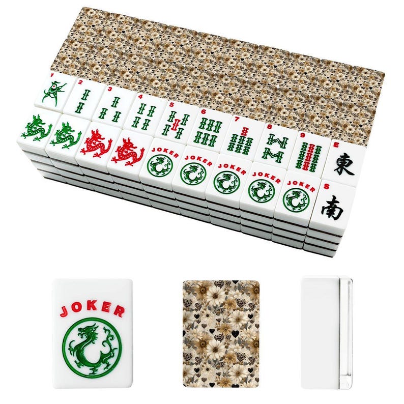 Floral American Mahjong Tile Set, Daisy & Heart Mahjong Tiles, Custom American Mahjong Game Set, Elegant Mahjong Gift, Decorative Mahjong image 6