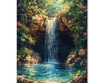 Kit betoverde waterval verf op nummer voor volwassenen - magisch bos natuurscène DIY schilderij - ontspannend landschap muurkunst cadeau