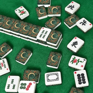 American Mahjong Tile Set with Vintage Moon & Floral Crescent Design, Custom Mahjong Tiles, Elegant Mahjong Gift for Women image 8