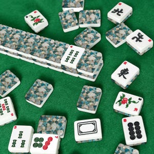 American Mahjong Tile Set with Blue Teal Stone Mosaic Design, Luxury Mahjong Gift for Women, Mahjong Game Accessories image 11