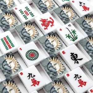 American Mahjong Tile Set with Celestial Sun & Moon Design, Custom Decorative Mahjong Tiles, Luxury Mahjong Gift, Artistic Mahjong Set image 2
