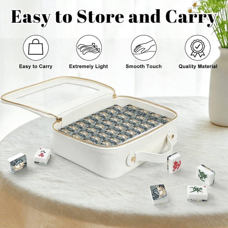 American Mahjong Tile Set with Celestial Sun & Moon Design, Custom Decorative Mahjong Tiles, Luxury Mahjong Gift, Artistic Mahjong Set image 11