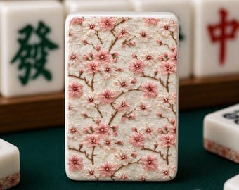 Juego de fichas de Mahjong americano con diseño de flor de cerezo, fichas de Mahjong de lujo, juego de Mahjong estético, regalo floral para amantes del Mahjong.