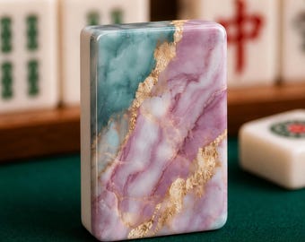 American Mahjong Marble Tile Set, Teal Pink Gold Agate Mahjong Tiles Design, Mahjong Gift, Elegant Game Night Set
