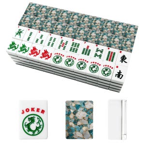 American Mahjong Tile Set with Blue Teal Stone Mosaic Design, Luxury Mahjong Gift for Women, Mahjong Game Accessories image 6