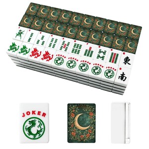 American Mahjong Tile Set with Vintage Moon & Floral Crescent Design, Custom Mahjong Tiles, Elegant Mahjong Gift for Women image 3