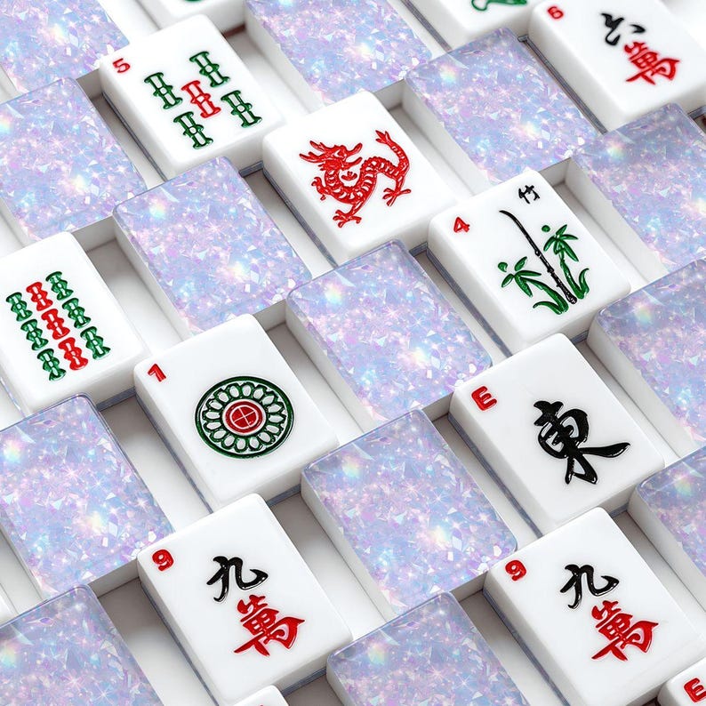 American Mahjong Tile Set, Iridescent Crystal Mahjong Tiles, Sparkle Lavender Mahjong Set, Custom Mahjong Gift, Unique Mahjong Design image 4