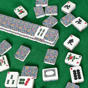 American Mahjong Tile Set with Blue Paisley Design Backs, Custom Mahjong Set, Elegant Mahjong Gift for Women, Unique Game Night Accessories image 7