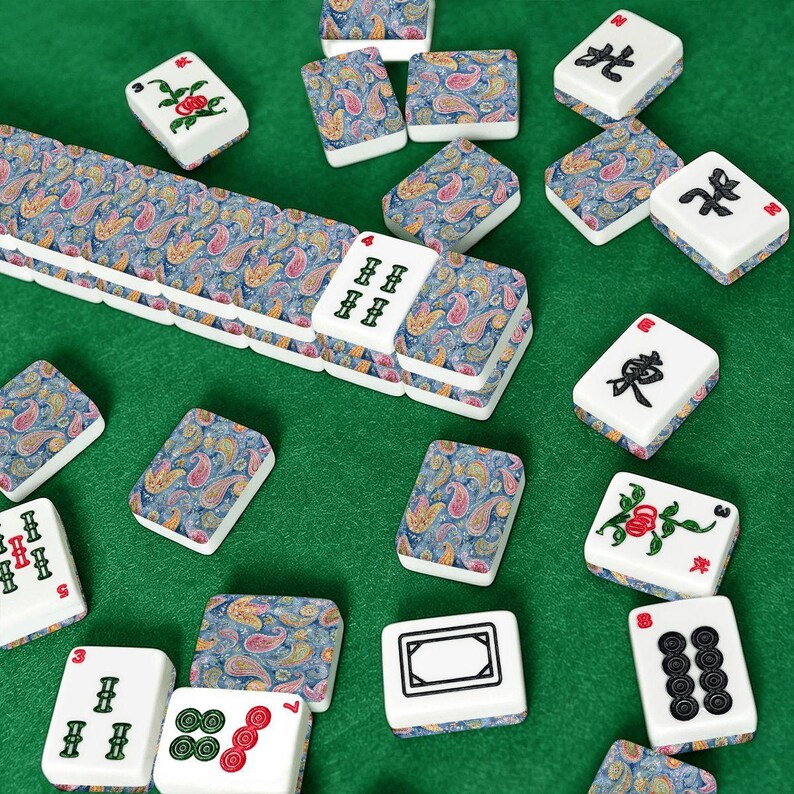 American Mahjong Tile Set with Blue Paisley Design Backs, Custom Mahjong Set, Elegant Mahjong Gift for Women, Unique Game Night Accessories image 7