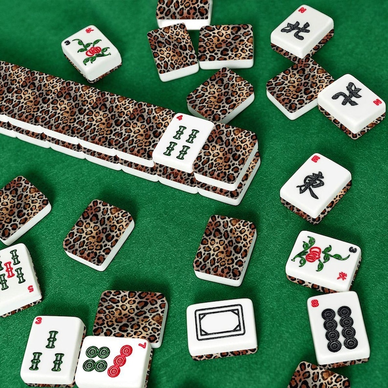 Leopard Print American Mahjong Tile Set, Custom Animal Print Mahjong Tiles, Luxury American Mahjong Game Set, Chic Mahjong Gift image 10