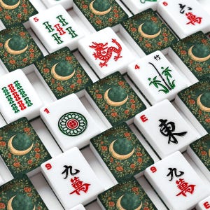 American Mahjong Tile Set with Vintage Moon & Floral Crescent Design, Custom Mahjong Tiles, Elegant Mahjong Gift for Women image 2