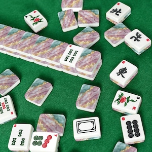 Amerikanisches Mahjong Marmorfliesen-Set, Türkis-Rosagold-Achat-Mahjong-Fliesen-Design, Mahjong-Geschenk, elegantes Spielnacht-Set Bild 9
