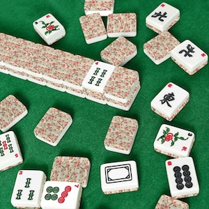 Amerikanisches Mahjong-Fliesenset mit Kirschblütendesign, luxuriöse Mahjong-Fliesen, ästhetisches Mahjong-Spielset, florales Mahjong-Geschenk, Mahjong-Liebhaber Bild 9