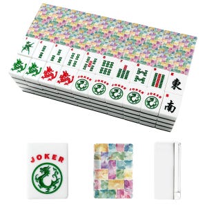 American Mahjong Tile Set with Pastel Watercolor Mosaic Design, Custom Mahjong Tiles, Artistic Mahjong Gift for Women, Unique Mahjong Access image 3