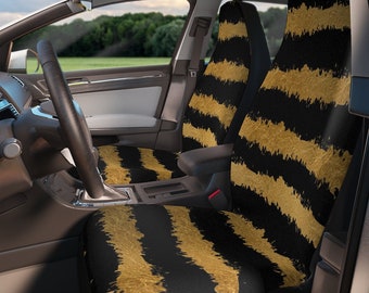 Coprisedile universale per auto con motivo a ape fuzzy, regalo per proprietari di auto, protezione per seggiolino auto, accessori per auto, set di 2 protezioni per sedili di veicoli