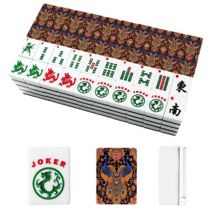 Juego de fichas de Mahjong americano con diseño floral de pavo real, fichas de Mahjong de lujo, regalo elegante para una noche de juegos, colección decorativa de Mahjong imagen 5
