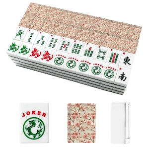 Amerikanisches Mahjong-Fliesenset mit Kirschblütendesign, luxuriöse Mahjong-Fliesen, ästhetisches Mahjong-Spielset, florales Mahjong-Geschenk, Mahjong-Liebhaber Bild 5