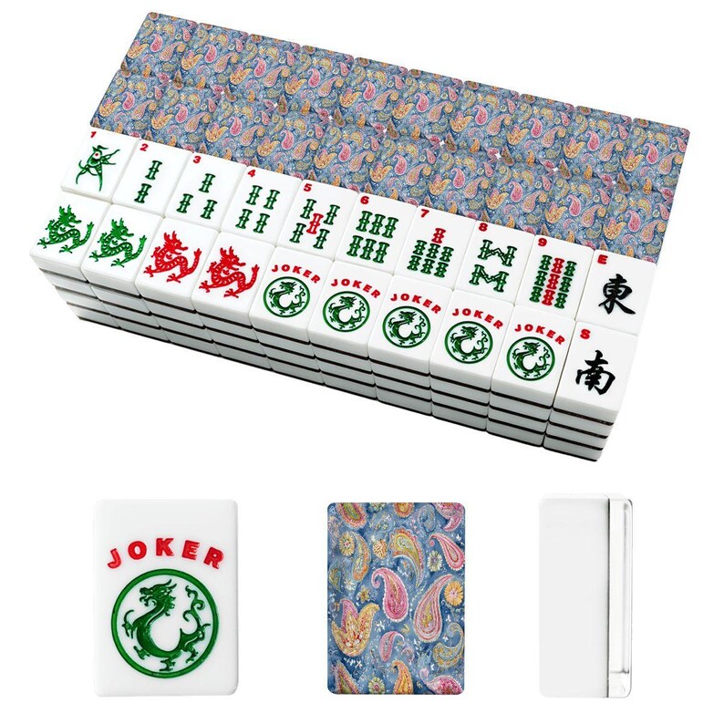American Mahjong Tile Set with Blue Paisley Design Backs, Custom Mahjong Set, Elegant Mahjong Gift for Women, Unique Game Night Accessories image 6