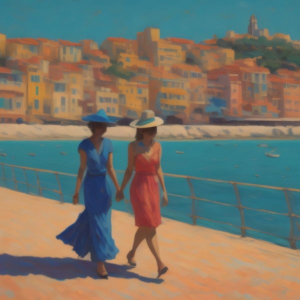 Colors of Love: Fauvism-Inspired AI Art capturing Romantic Lovers on the French Riviera