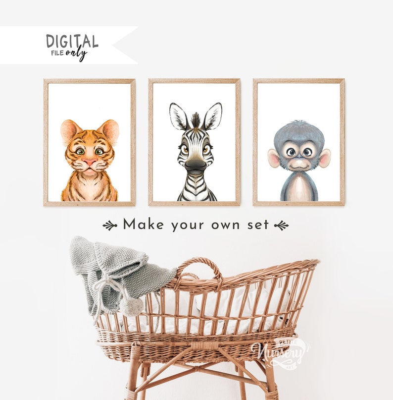 CUSTOM Set of Baby Animal Nursery Prints Etsy