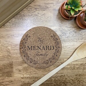 Laser Engraved Cork Trivet | Cork Pot Holder | Cork Pot Stand | Family Monogram