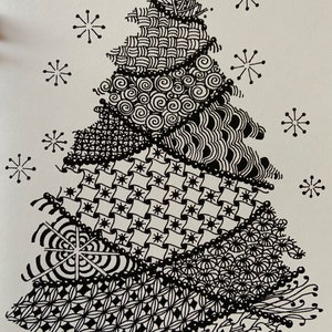 Zentangle Greeting Card 5x7 Hand Drawn Christmas Tree - Etsy