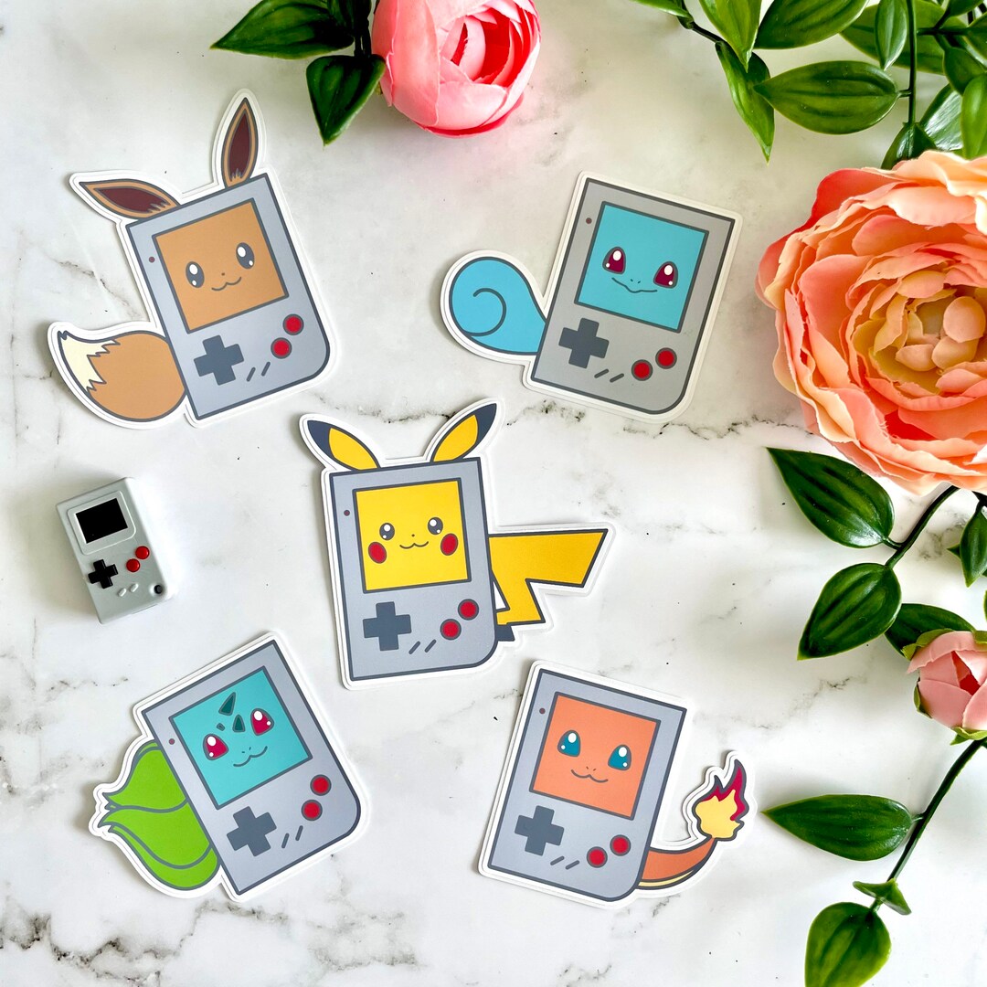 Pikachu Gameboy Color Rear Sticker Gameboy Pokemon, Pikachu, Bulbasaur, Charmander, Squirtle, and Eevee ...