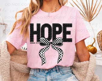 Hope Checkered Bow | DTF Transfer | Direct to film transfer | Ready to press | Faith Transfer