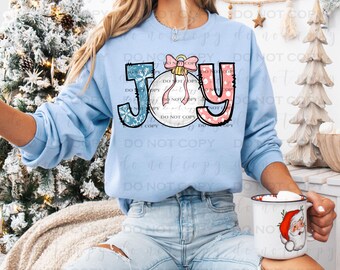 Joy White Ornament | DTF Transfer | Direct to film transfer | Ready to press | Christmas Transfer