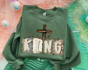 Christ Is King Cross | DTF Transfer | Direct to film transfer | Ready to press | Faith Transfer
