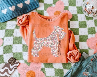 Floral Schnauzer | DTF Transfer | Direct to film transfer | Ready to press | Personalized Dog Mom Transfer