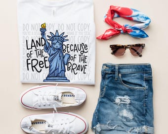Land Of The Free Lady Liberty | DTF Transfer | Direct to film transfer | Ready to press | Summer Patriotic Transfer