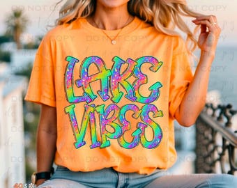 Lake Vibes Glitter | DTF Transfer | Direct to film transfer | Ready to press | Summer Transfer