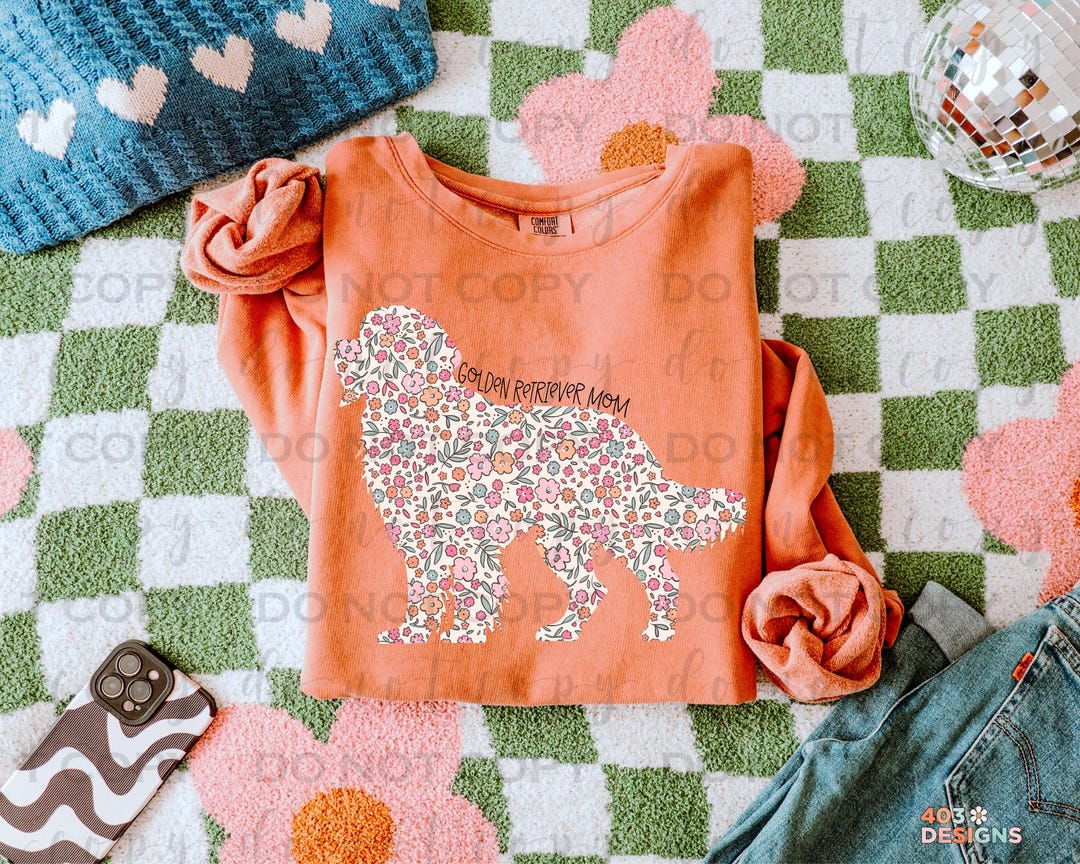 Floral Golden Retriever | DTF Transfer | Direct to Film Transfer ...