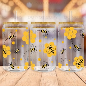 Bumblebee Libby Glass Can UV DTF Transfer