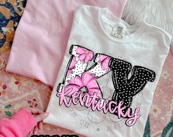 Pink Floral Dots KY | DTF Transfer | Direct to film transfer | Ready to press | Pink Floral Dots States Transfer