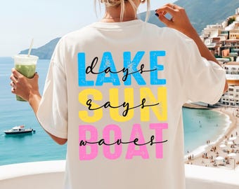Lake Sun Boat Black | DTF Transfer | Direct to film transfer | Ready to press | Everyday Transfer
