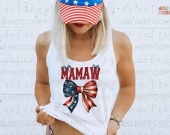USA Bow Mamaw | DTF Transfer | Direct to film transfer | Ready to press | Summer Patriotic Personalized Transfer