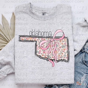 Floral Oklahoma | DTF Transfer | Direct to film transfer | Ready to press | Floral States Transfer