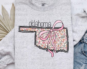 Floral Oklahoma | DTF Transfer | Direct to film transfer | Ready to press | Floral States Transfer