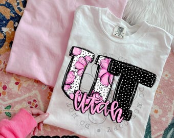 Pink Floral Dots UT | DTF Transfer | Direct to film transfer | Ready to press | Pink Floral Dots States Transfer