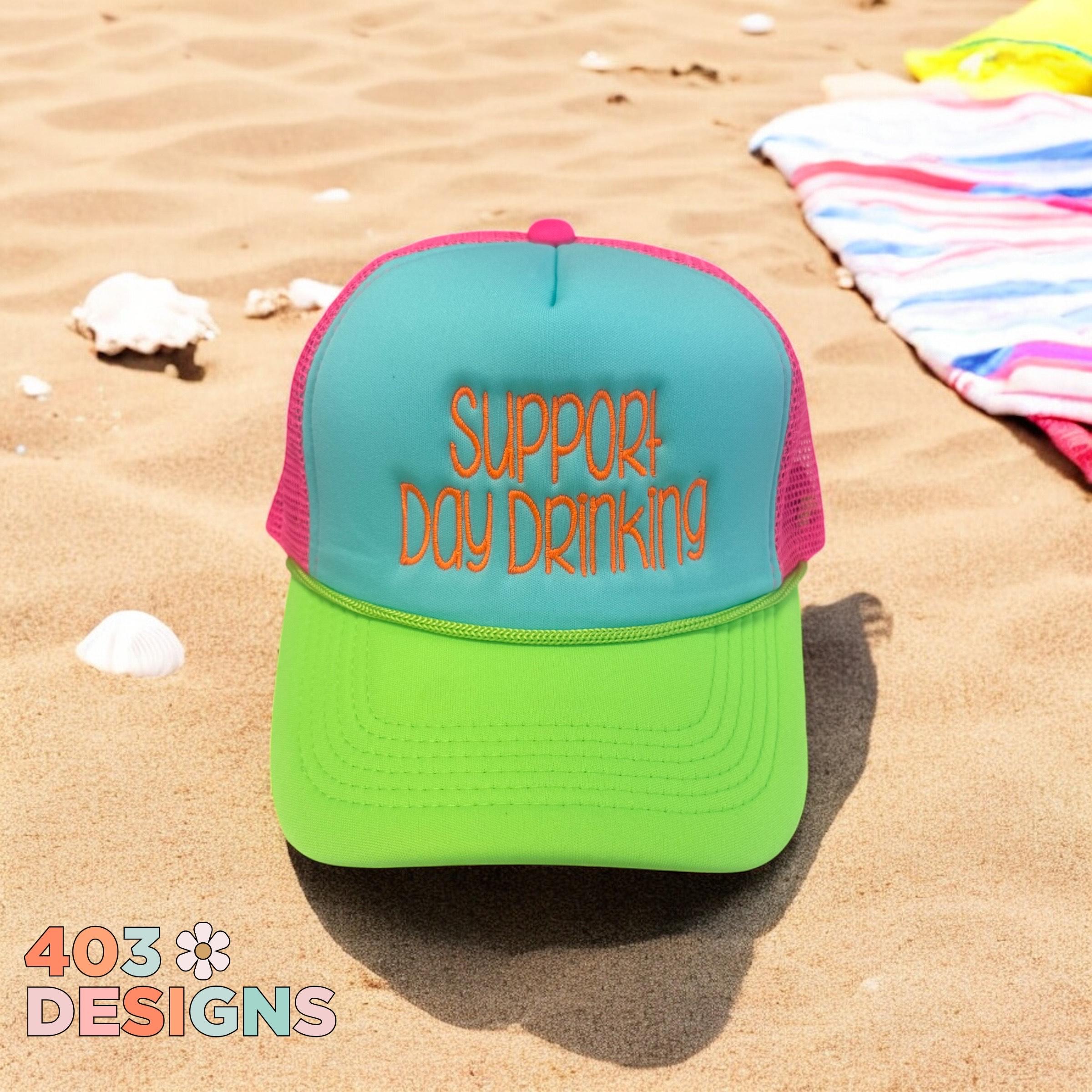 Day Drinking Pink Neon Trucker Hat - Etsy display picture 1